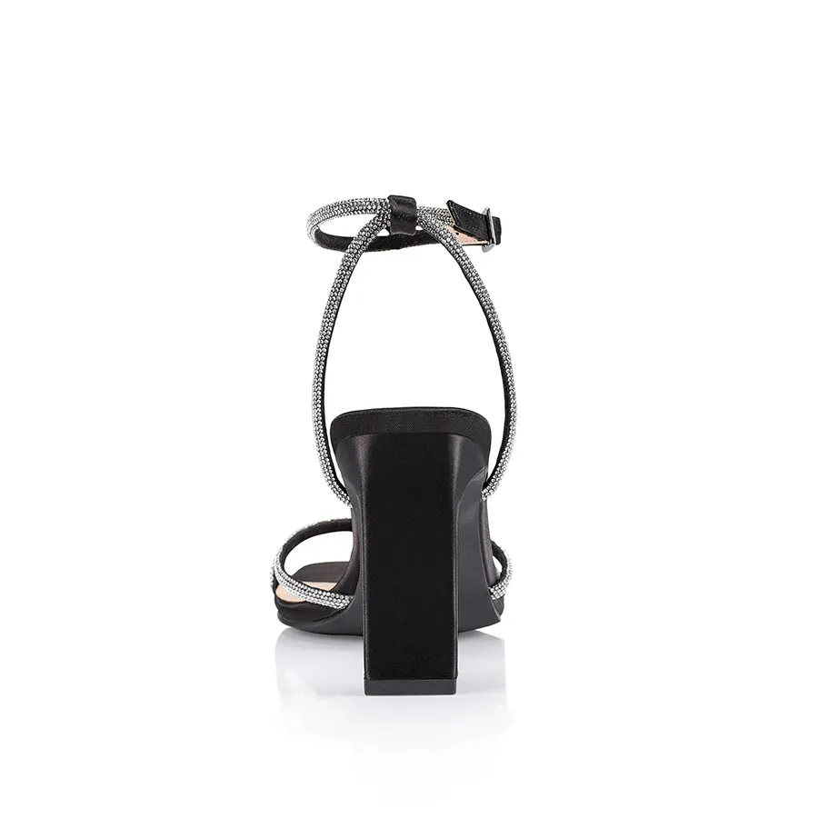 Kian Block Heel Sandals - Black Satin sold by Verali product image thumbnail 4