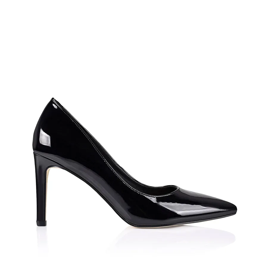 Wish Court Heel Pumps - Black Patent sold by Verali