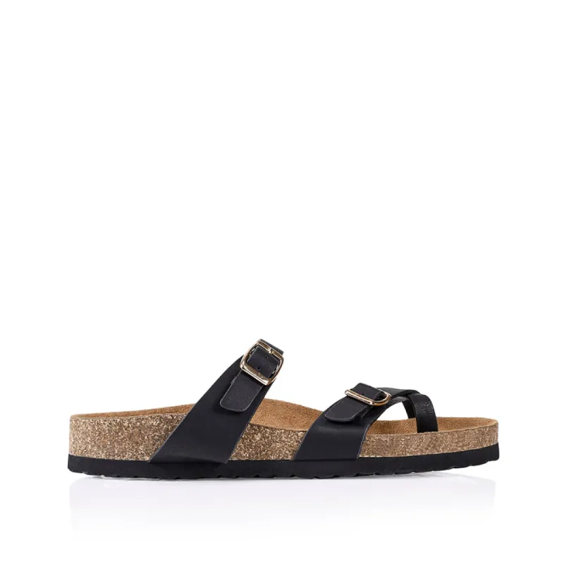 Xavi Footbed Thong - Black Softee sold by Verali