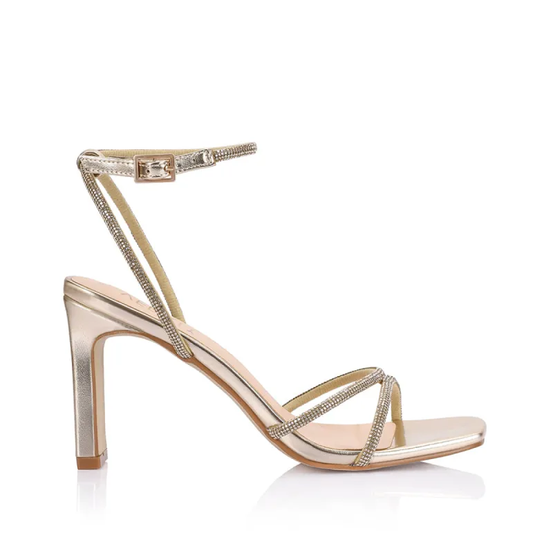 Kian Block Heel Sandals - Champagne Smooth sold by Verali