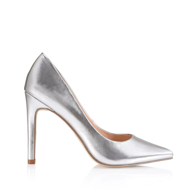 Harolina Stiletto Pumps - Silver Smooth sold by Verali
