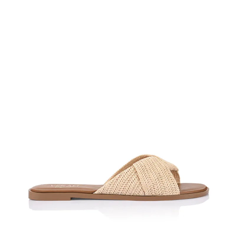 Sage Casual Slides - Natural Raffia sold by Verali
