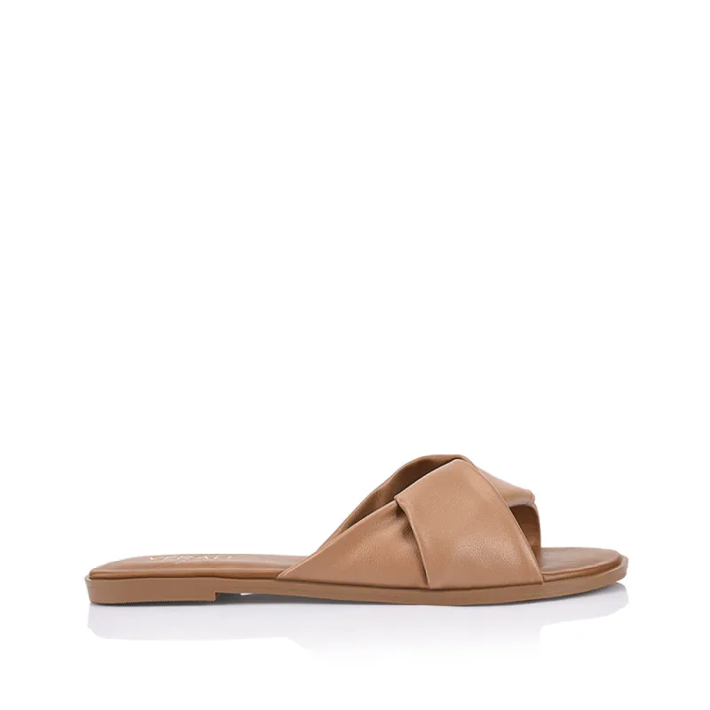 Sage Casual Slides - Dark Camel Tan sold by Verali