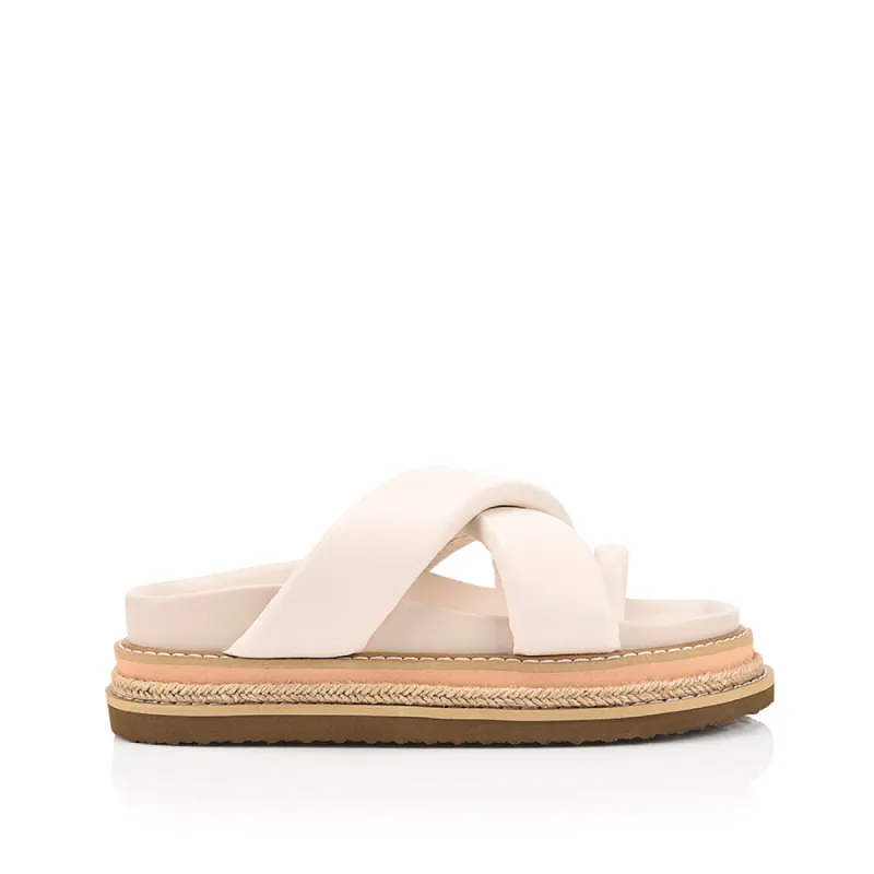 Thelma Flatform Slides - Bone White sold by Verali