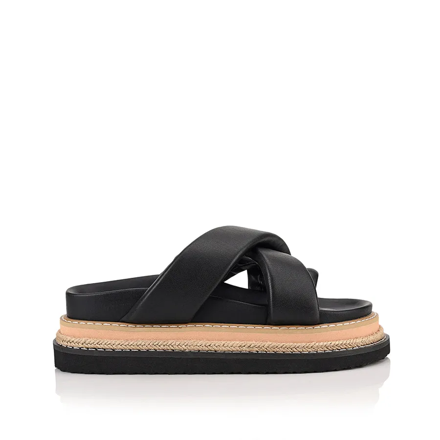 Thelma Flatform Slides - Black sold by Verali