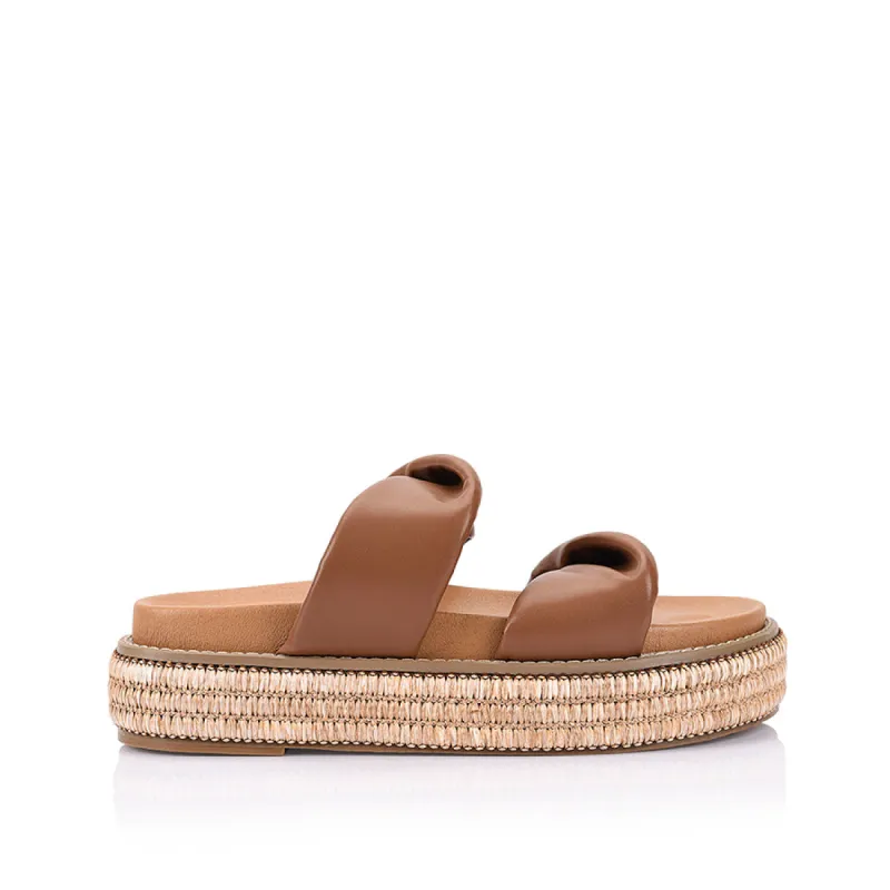 Rue Flatform Slides - Cognac Brown sold by Verali