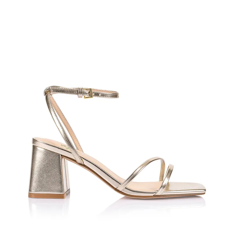 Stevie Block Heel Sandals - Champagne Gold sold by Verali