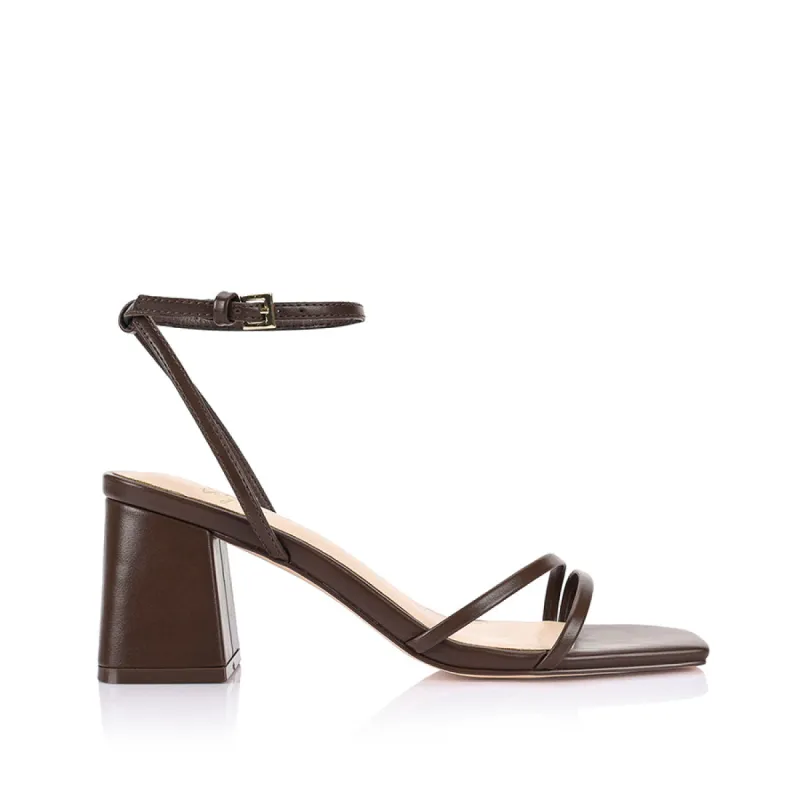 Stevie Block Heel Sandals - Chocolate Brown sold by Verali