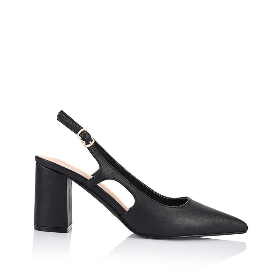 Elton Slingback Block Heels - Black sold by Verali