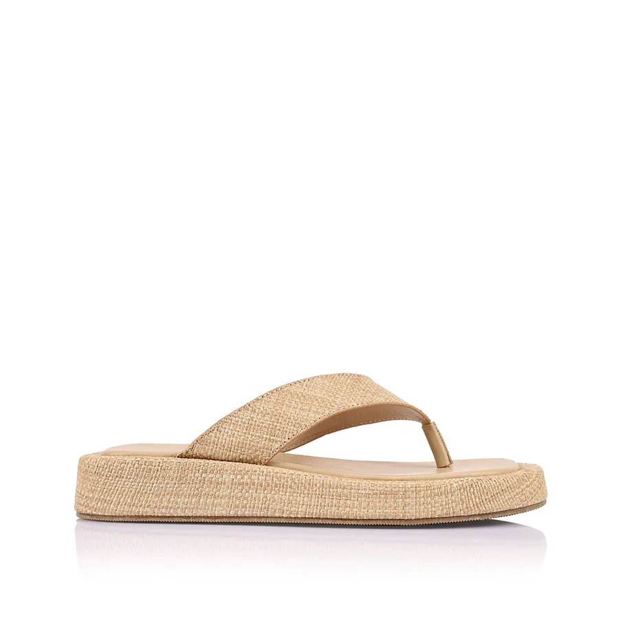Bouncer II Flatform Thongs - Natural Raffia sold by Verali