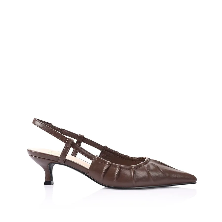 Lucius Slingback Kitten Heels - Chocolate Brown sold by Verali