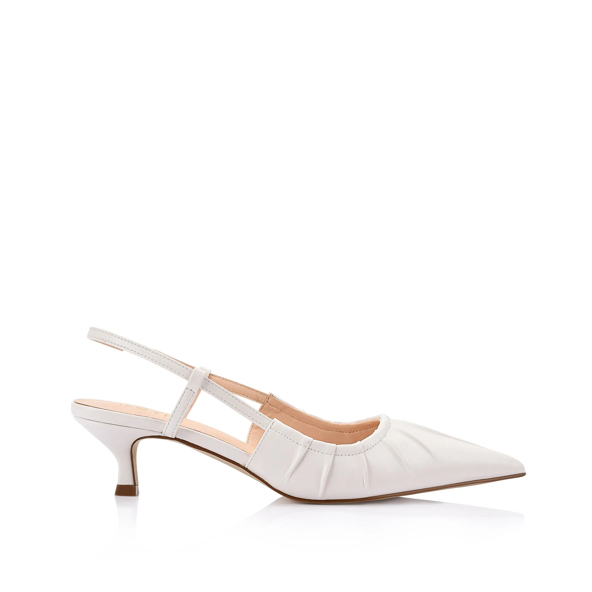 Lucius Slingback Kitten Heels - Chalk White sold by Verali