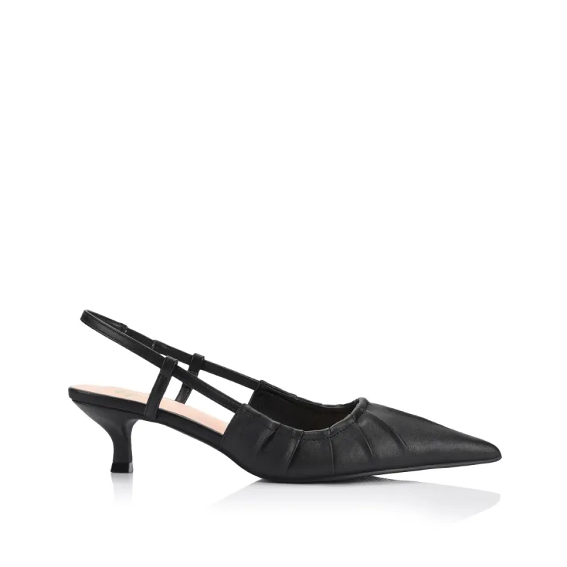 Lucius Slingback Kitten Heels - Black sold by Verali