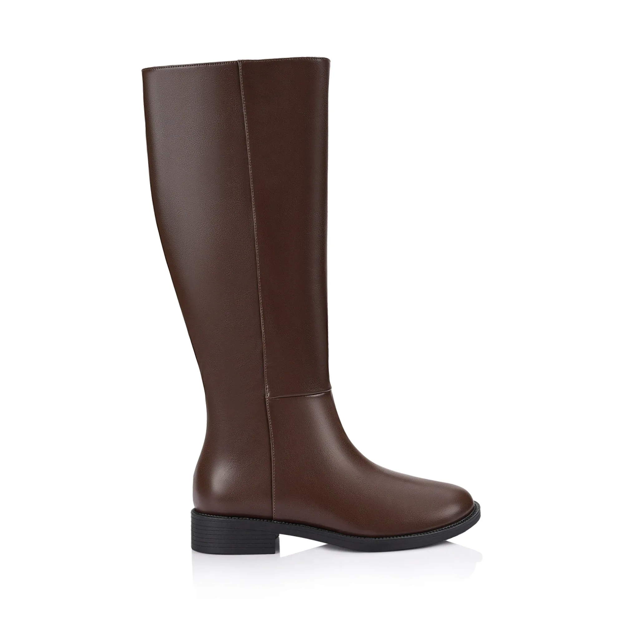 Gabe Flat Knee High Boots - Chocolate Brown sold by Verali