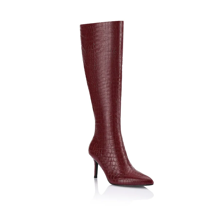 Bessie Tall Boots - Wine Croc sold by Verali product image thumbnail 5