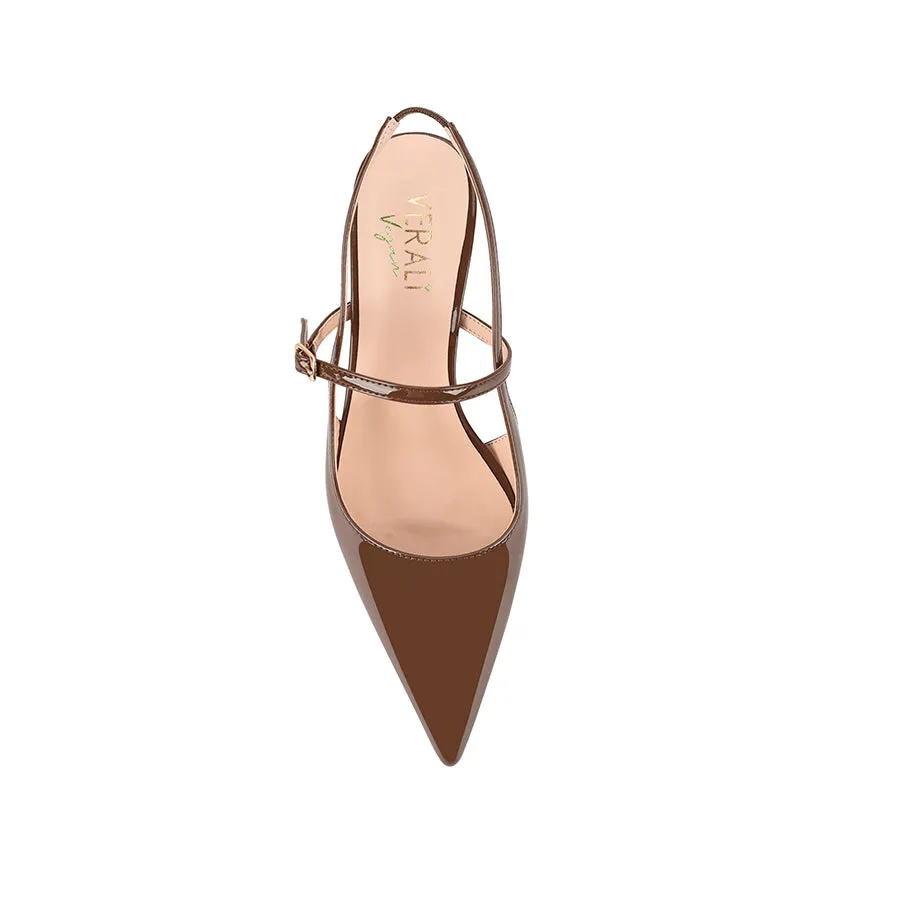 Luce Slingback Kitten Heels - Cocoa Brown Patent sold by Verali product image thumbnail 4