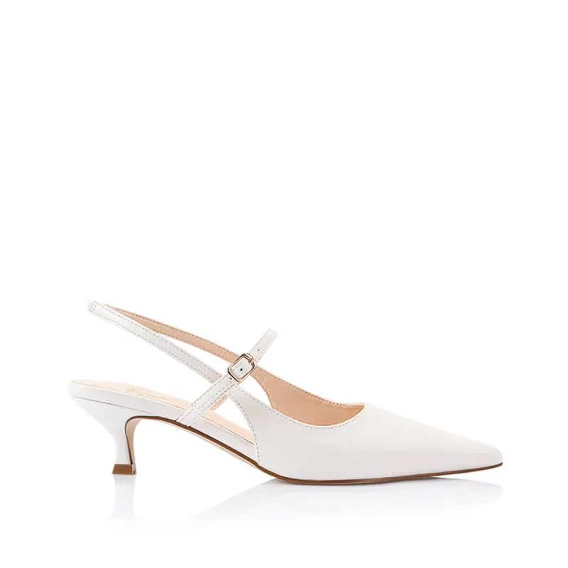 Luce Slingback Kitten Heels - Chalk White sold by Verali