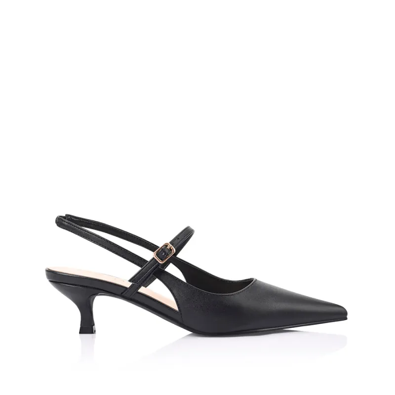 Luce Slingback Kitten Heels - Black sold by Verali