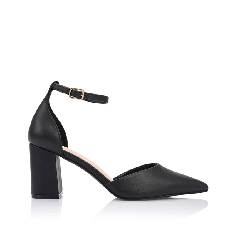Eli Closed Toe Block Heels - Black sold by Verali
