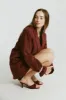Taylor Kitten Heel Mules - Wine Patent sold by Verali