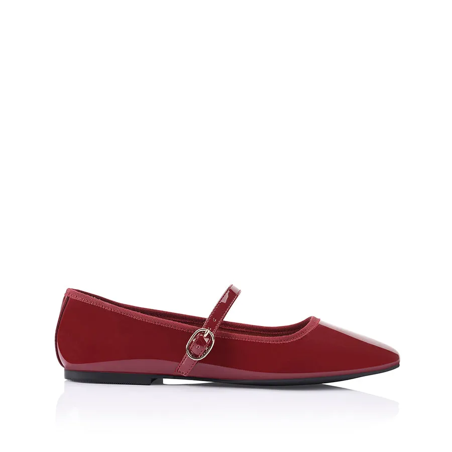 Bambi Mary-Jane Flats - Wine Patent sold by Verali