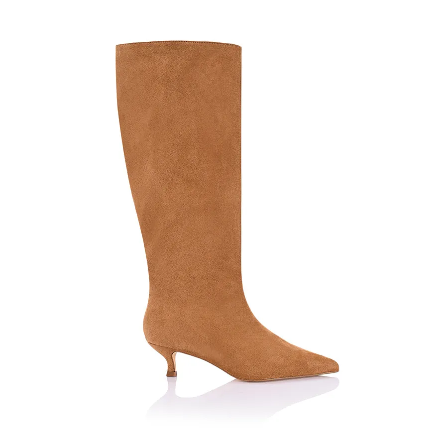 Lucila Knee High Boots - Tan Micro sold by Verali
