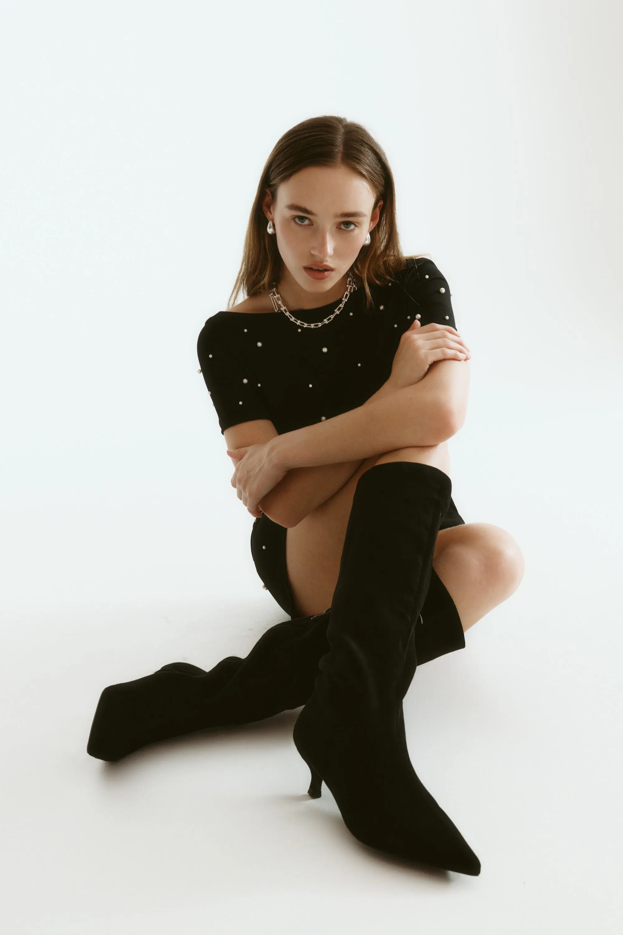 Lucila Knee High Boots - Black Micro sold by Verali product image thumbnail 3