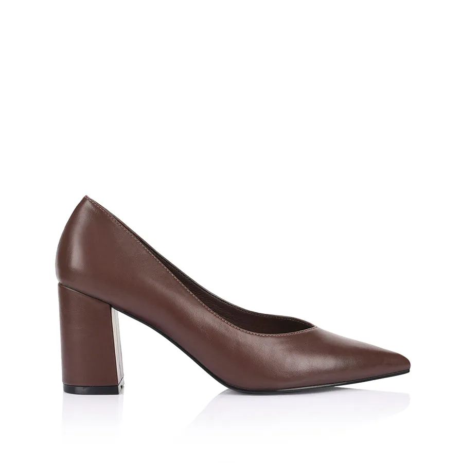 Elliot Block Heel Pumps - Chocolate Brown sold by Verali