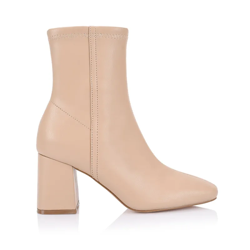 Lizzo Stretch Ankle Boots - Beige Stretch sold by Verali