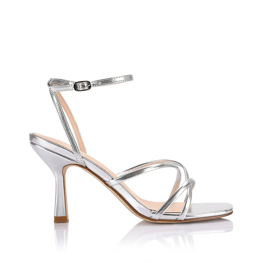 Penelope Strappy Sandals - Silver Metallic sold by Verali