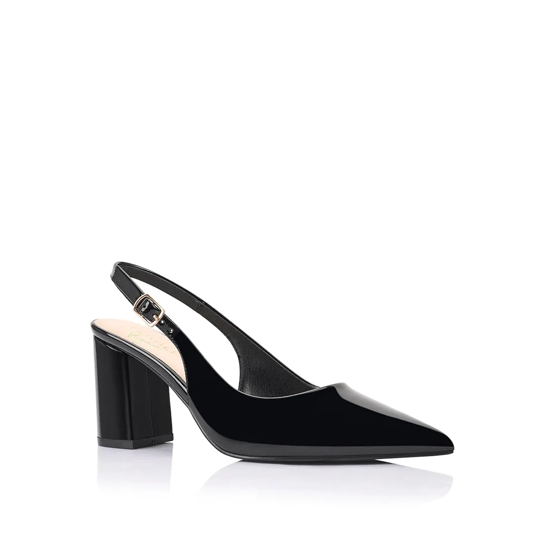 Elio Slingback Block Heels - Black Patent sold by Verali product image thumbnail 2