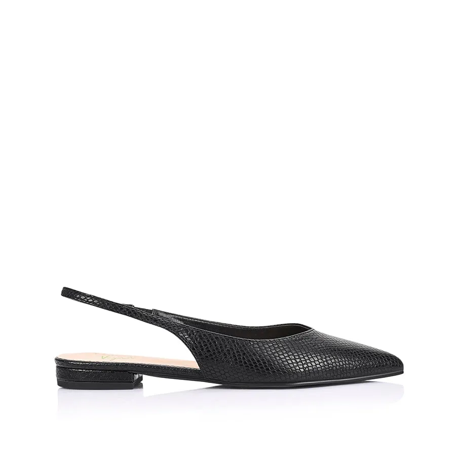 History Slingback Flats - Black Snake sold by Verali