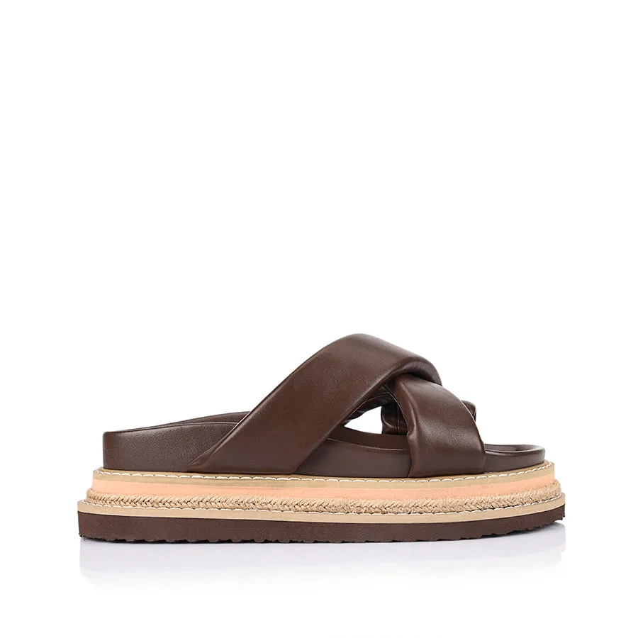 Thelma Flatform Slides - Chocolate Brown sold by Verali