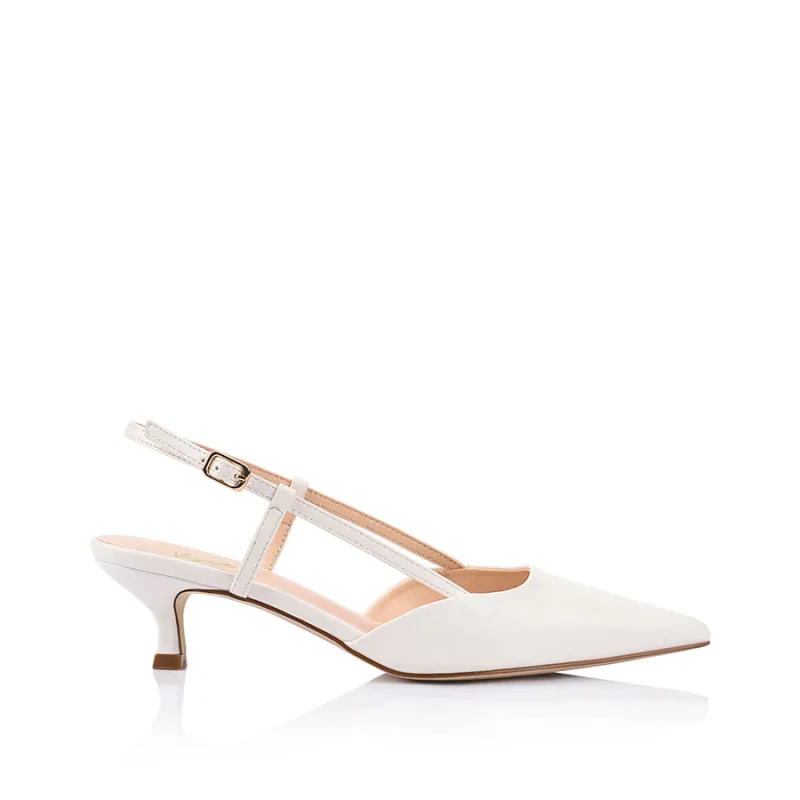 Lucas Slingback Kitten Heels - Chalk White sold by Verali