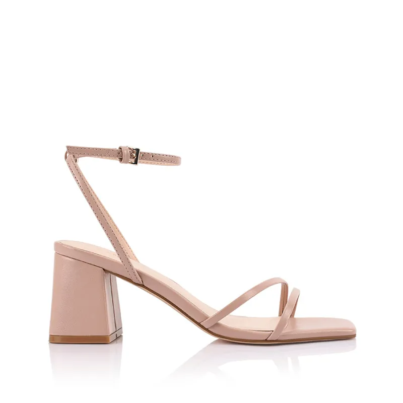 Stevie Block Heel Sandals - Dusty Pink made by Verali