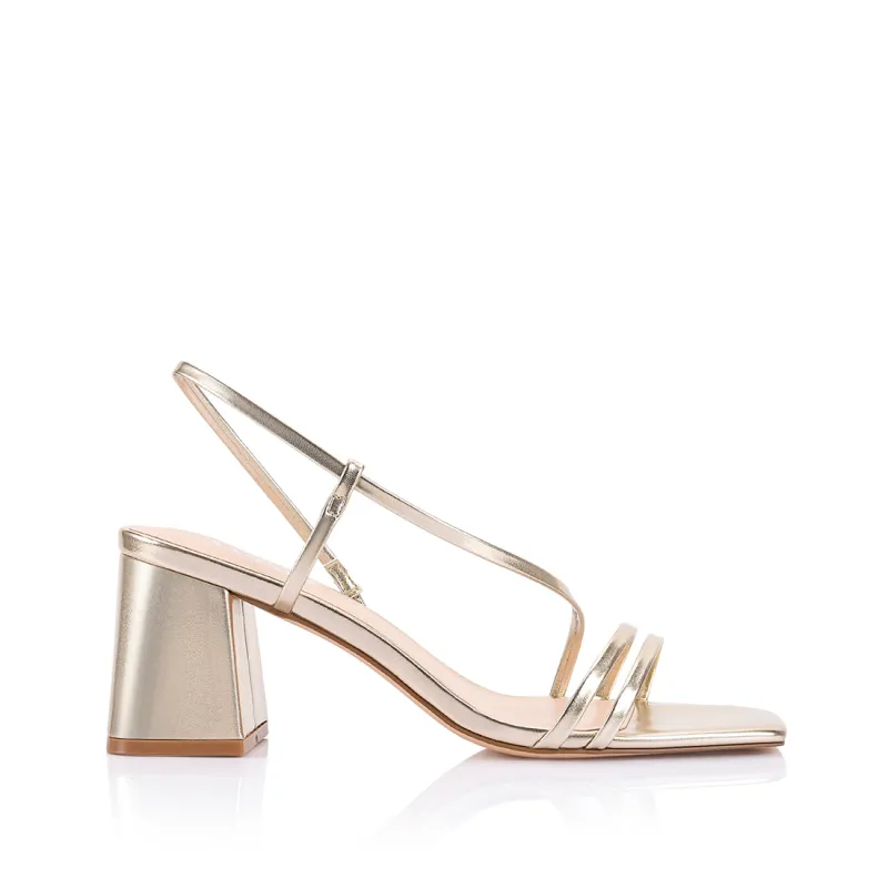 Stormi Block Heel Sandals - Champagne Gold sold by Verali