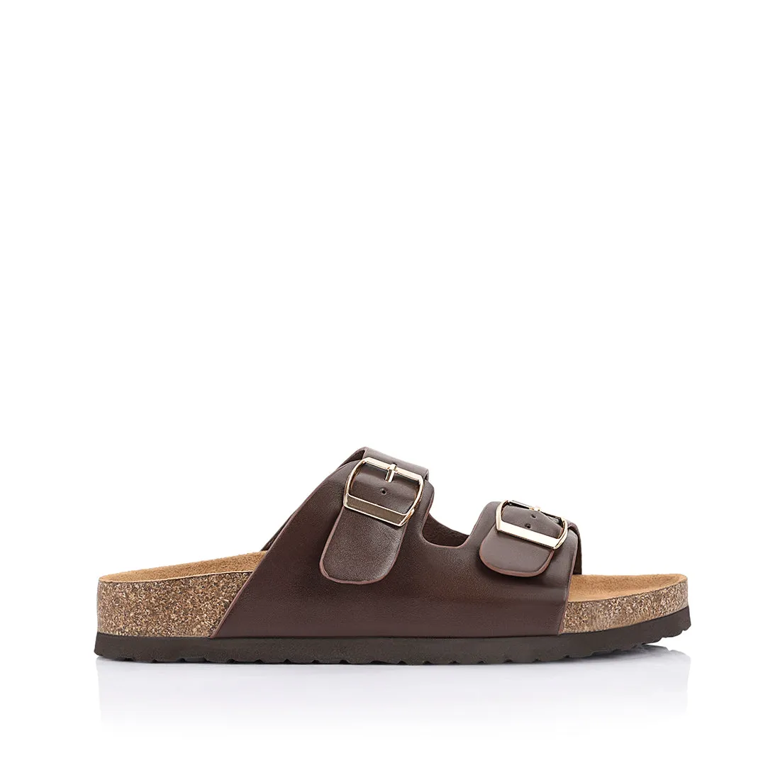 Xylo Footbed Slides - Chocolate Brown sold by Verali