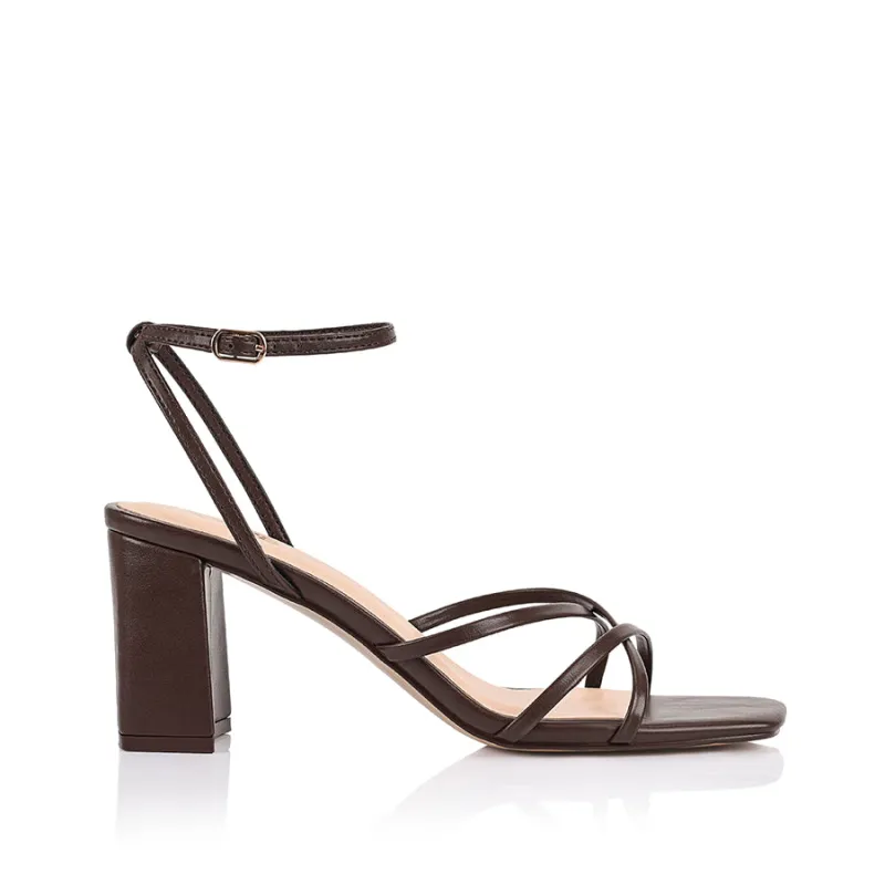 Nakita Block Heel Sandals - Chocolate Brown sold by Verali