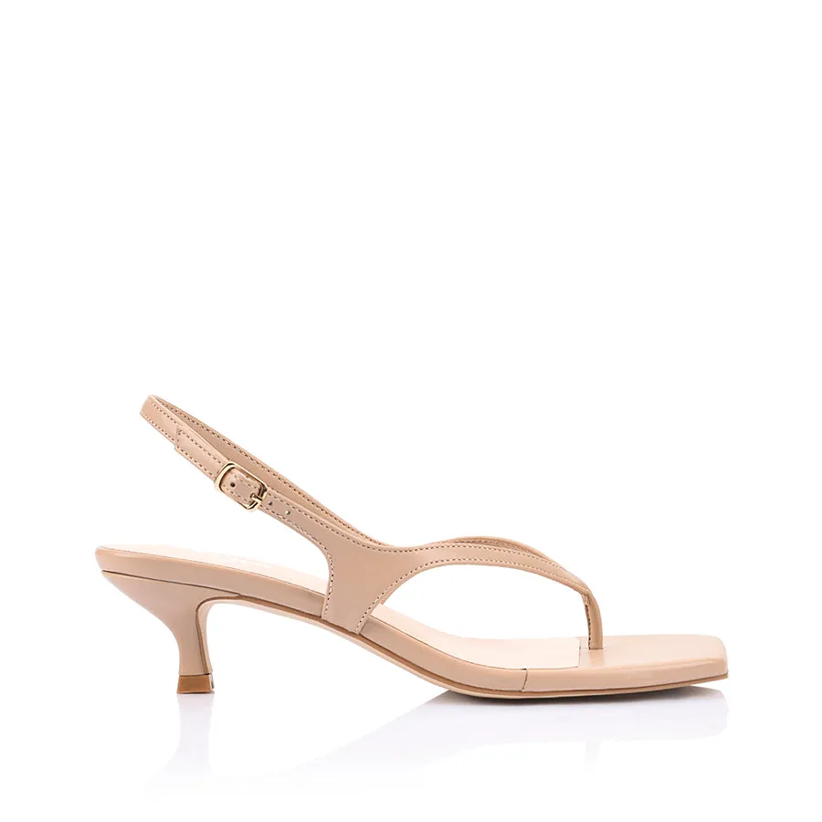 Marnie Kitten Heel Sandals - Beige sold by Verali