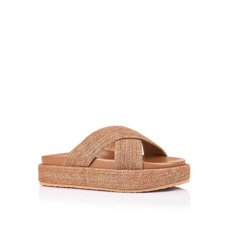 Roman Platform Slides - Tan Raffia sold by Verali product image thumbnail 2