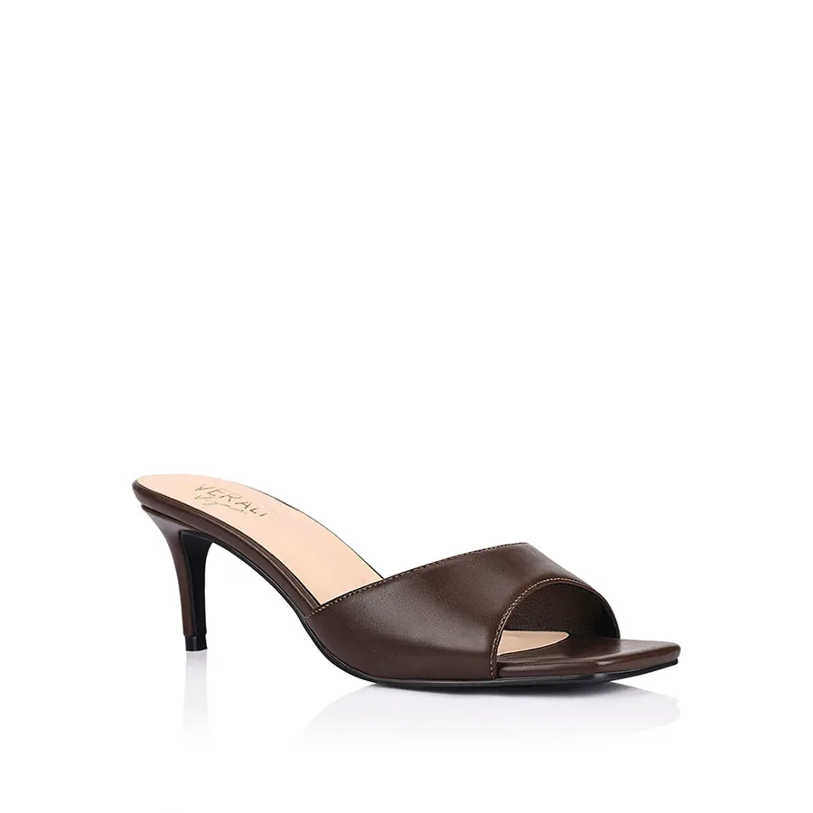 Tabitha Heeled Mules - Chocolate Brown sold by Verali product image thumbnail 2