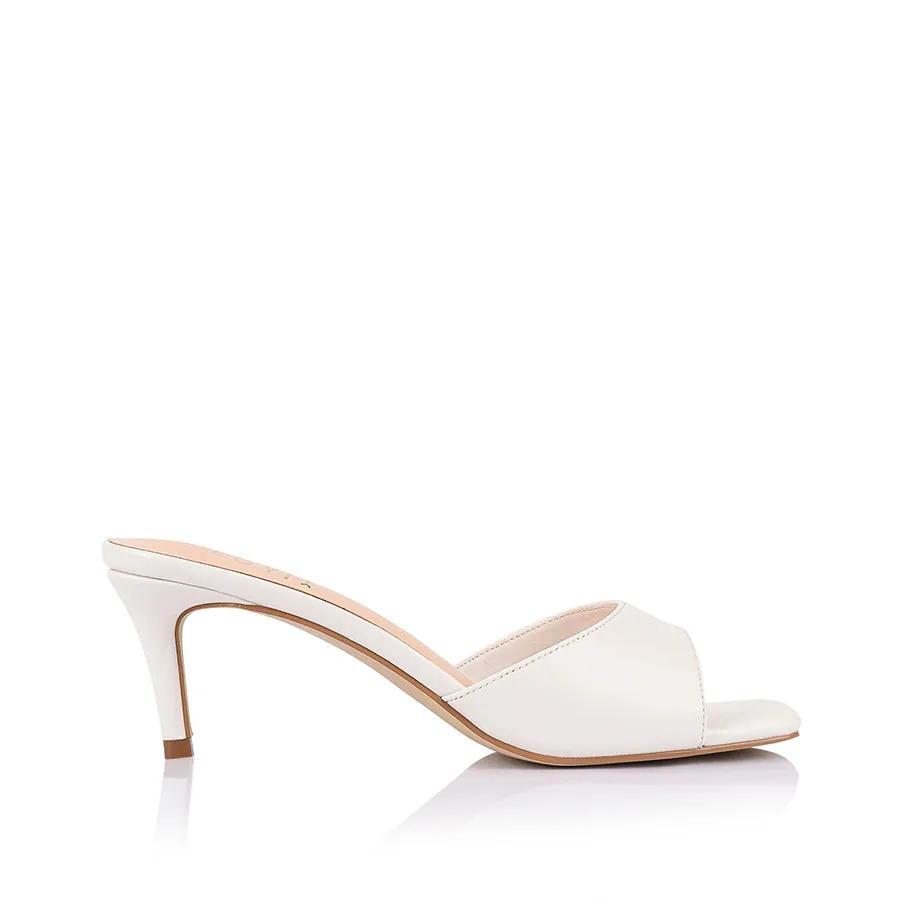 Tabitha Heeled Mules - Chalk White sold by Verali