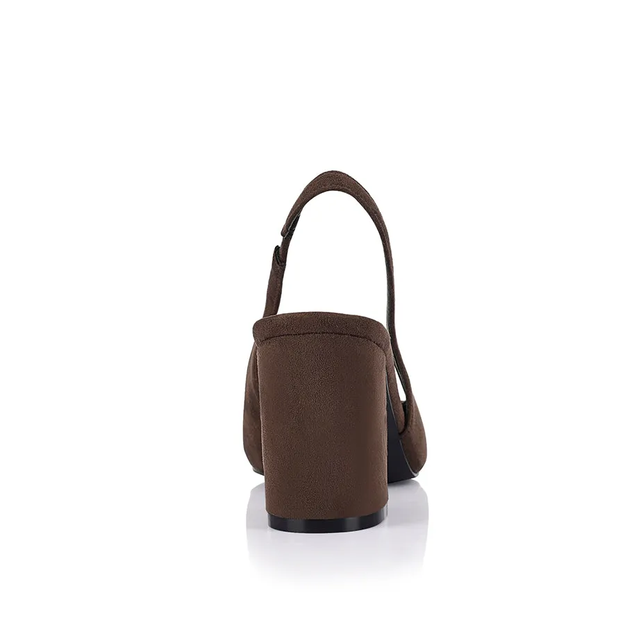 Elisha Slingback Block Heels - Chocolate Brown Micro sold by Verali product image thumbnail 3