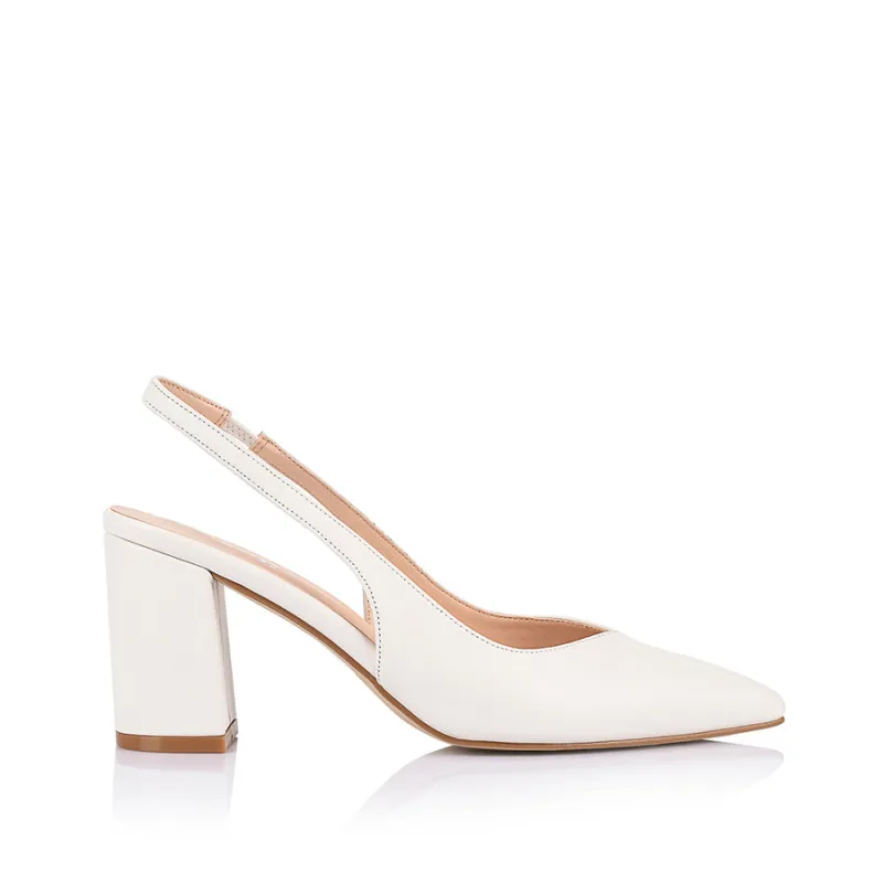 Elisha Slingback Block Heels - Chalk White sold by Verali