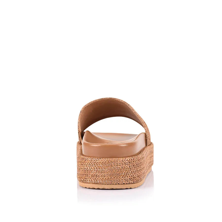 Romy Flatform Slides - Tan Raffia sold by Verali product image thumbnail 3