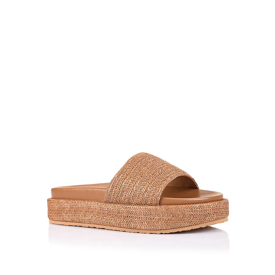 Romy Flatform Slides - Tan Raffia sold by Verali product image thumbnail 2