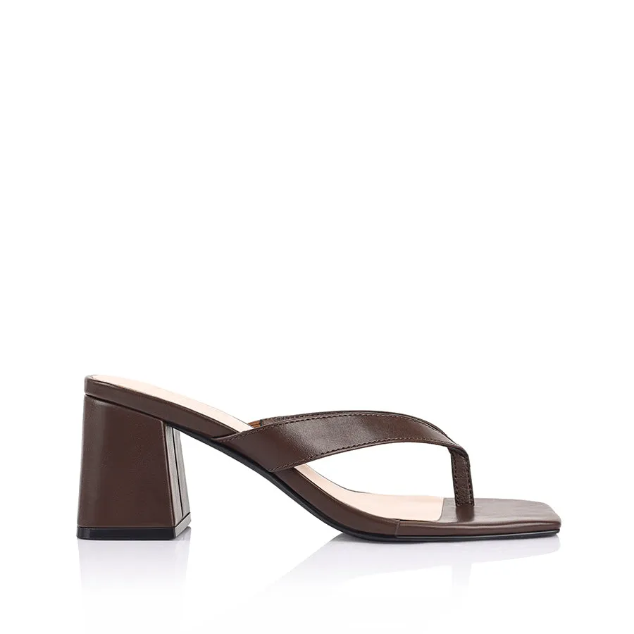 Stoked Block Heel Thongs - Chocolate Brown sold by Verali