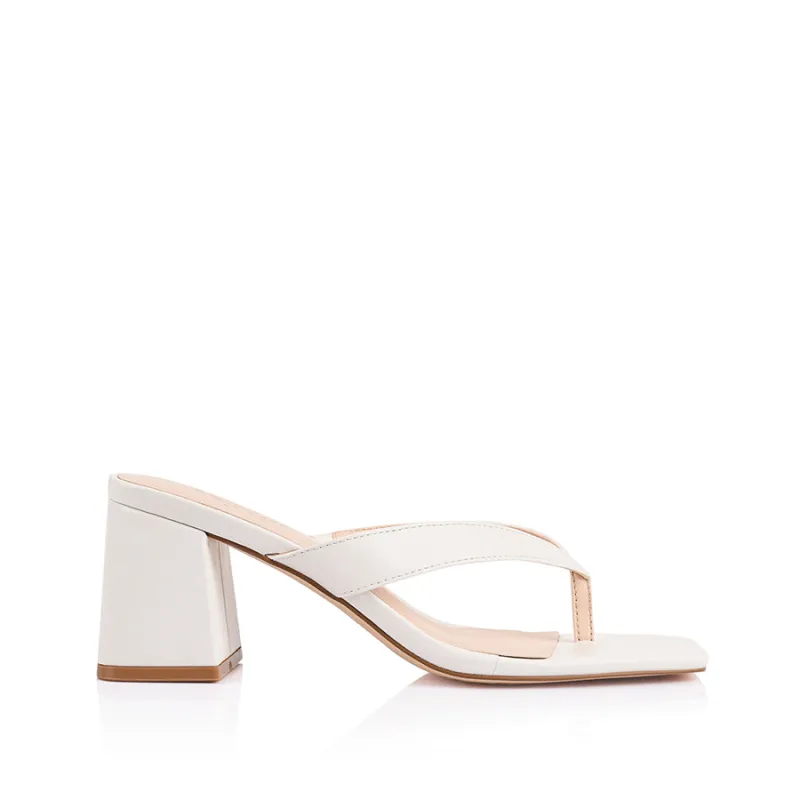 Stoked Block Heel Thongs - Chalk White sold by Verali