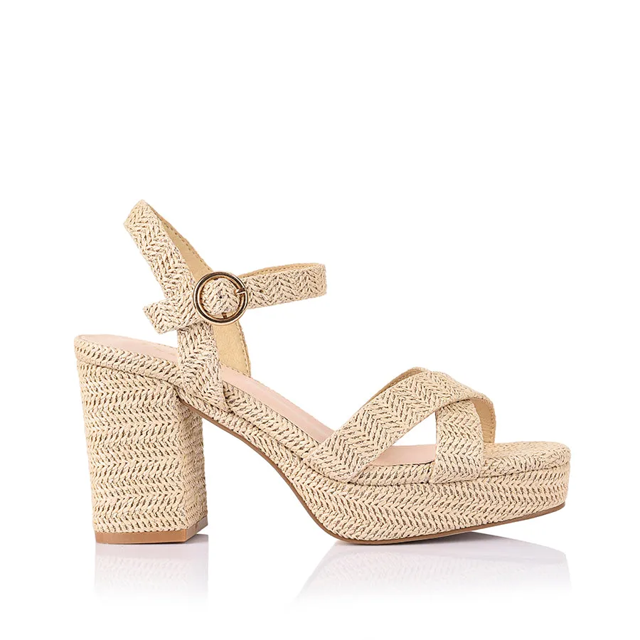 Heppell Platform Heels - Raffia sold by Verali