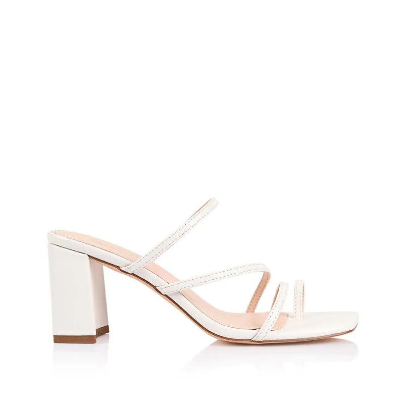 Nature Block Heel Mules - Chalk White sold by Verali